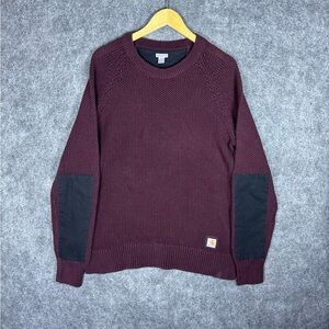 Carhartt Waffle Knit Sweater Womens Size XL Maroon Red Heavyweight 103932 518